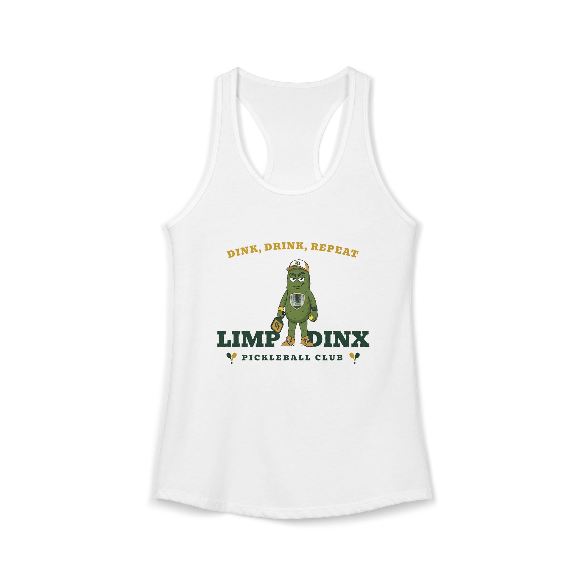 Dink. Drink. Repeat. Racerback Tank — Limp Dinx Pickleball Club | Women's Pickleball Tank