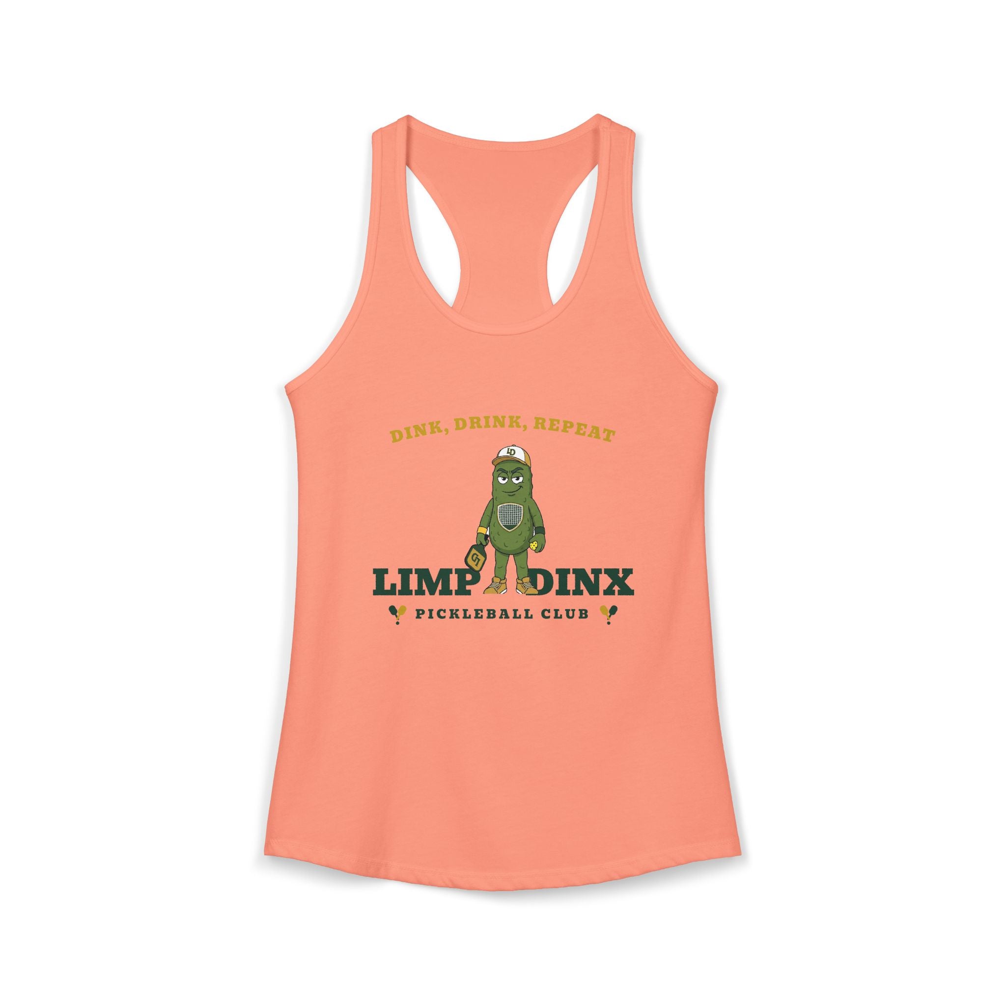 Dink. Drink. Repeat. Racerback Tank — Limp Dinx Pickleball Club | Women's Pickleball Tank