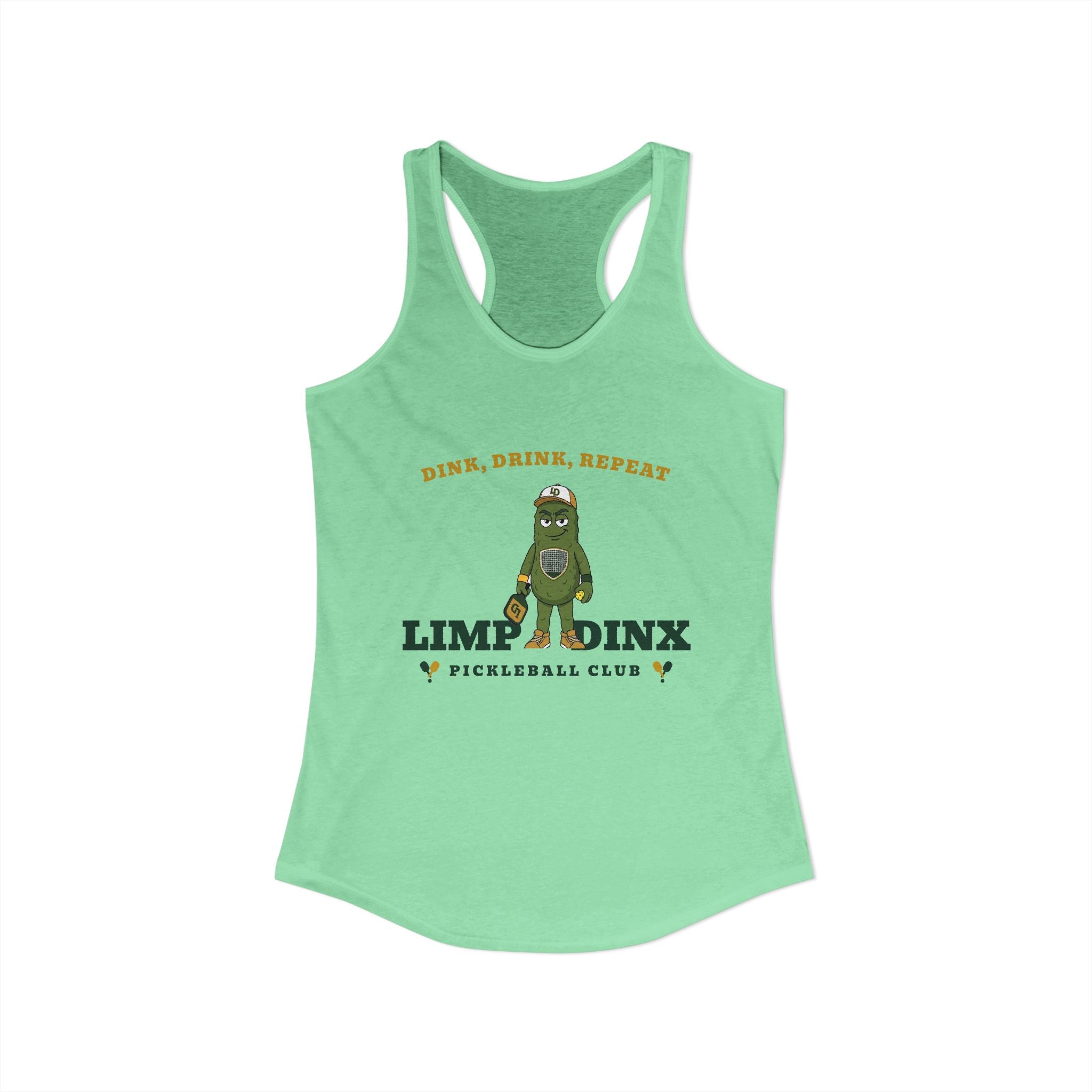 Dink. Drink. Repeat. Racerback Tank — Limp Dinx Pickleball Club | Women's Pickleball Tank