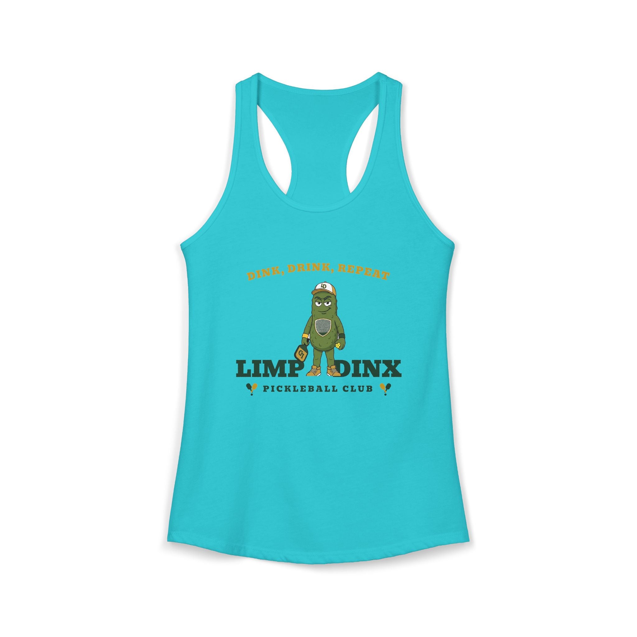 Dink. Drink. Repeat. Racerback Tank — Limp Dinx Pickleball Club | Women's Pickleball Tank